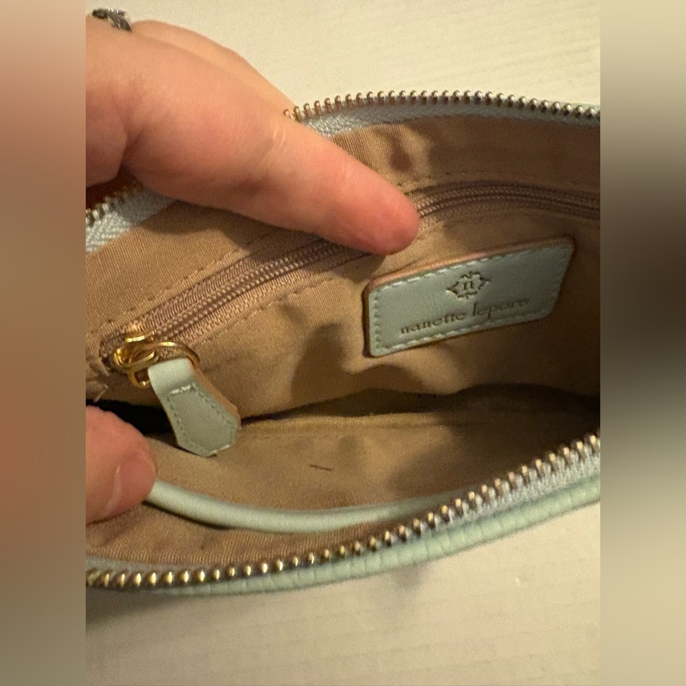 Nanette Lepore Mint Green Vegan Leather Zip Around Wristlet Wallet Tassel EUC - Picture 5 of 5